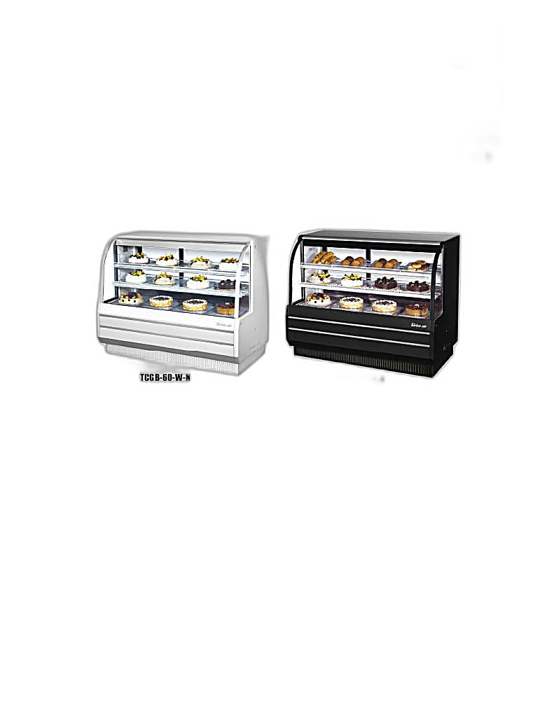 Turbo Air TCGB-60-B-N 60-1/2" Curved Glass Full-Service  Refrigerated Bakery Display Case, 3 Levels, Black Exterior, 115v - Donut-Equipment.com