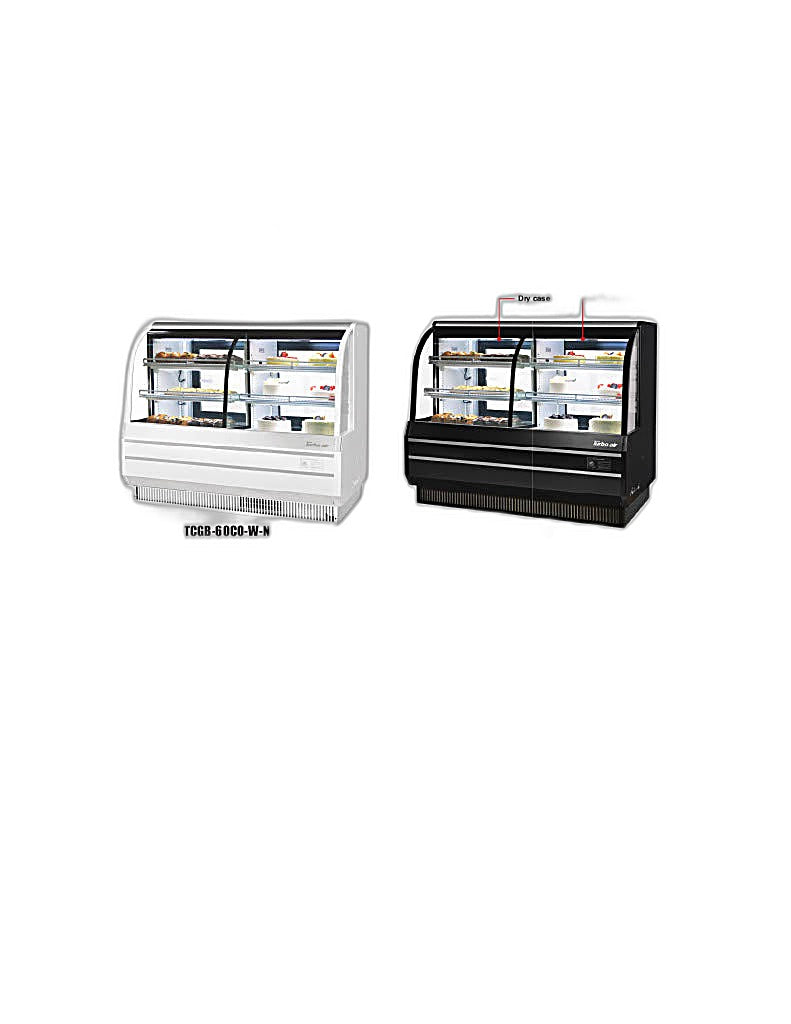 Turbo Air TCGB-60CO-B-N 60-1/2" Curved Glass Full-Service Dual Zone Dry/Refrigerated Bakery Display Case, 3 Levels, Black Exterior, 115v - Donut-Equipment.com