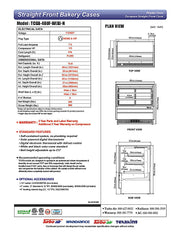 Turbo Air TCGB-48UF-B-N 48-1/2" Refrigerated Straight Glass Full-Service Bakery Display Case, 3 Levels, Black Exterior, 115v - Donut-Equipment.com