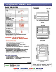 Turbo Air TCGB-48UF-S-N 47-7/8" Refrigerated Straight Glass Full-Service Bakery Display Case, 3 Levels, Stainless Steel Exterior, 115v - Donut-Equipment.com