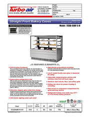 Turbo Air TCGB-60UF-S-N 60-1/2" Refrigerated Straight Glass Full-Service Bakery Display Case, 3 Levels, Stainless Steel Exterior, 115v - Donut-Equipment.com