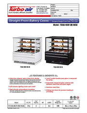 Turbo Air TCGB-48UF-DR-B 48" Straight Glass Full-Service Dry Bakery Display Case, 3 Levels, Black Exterior, 115v - Donut-Equipment.com