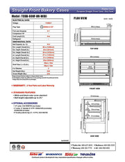 Turbo Air TCGB-60UF-DR-B 60" Straight Glass Full-Service Dry Bakery Display Case, 3 Levels, Black Exterior, 115v - Donut-Equipment.com