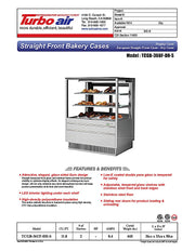 Turbo Air TCGB-36UF-DR-S 36" Straight Glass Full-Service Dry Bakery Display Case, 3 Levels, Stainless Steel Exterior, 115v - Donut-Equipment.com
