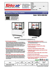 Turbo Air TBP36-46NN-B 35-3/8" Refrigerated Straight Glass Full-Service Bakery Display Case, 2 Levels, Black Exterior, 115v - Donut-Equipment.com