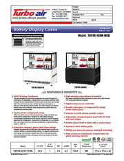 Turbo Air TBP48-46NN-B 47-1/4" Refrigerated Straight Glass Full-Service Bakery Display Case, 2 Levels, Black Exterior, 115v - Donut-Equipment.com