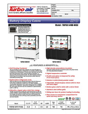 Turbo Air TBP60-54NN-B 59" Straight Glass Full-Service Bakery Display Case, 3 Levels, Black Exterior, 115v - Donut-Equipment.com