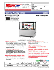 Turbo Air TBP60-46NN-S 59" Straight Glass Full-Service Bakery Display Case, 2 Levels, Stainless Steel Exterior, 115v - Donut-Equipment.com
