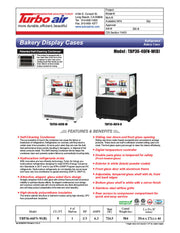 Turbo Air TBP36-46FN-B 35-3/8" Straight Glass Refrigerated Bakery Display Case, 2 Levels, Black Exterior, 115v - Donut-Equipment.com