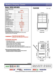 Turbo Air TBP36-54FN-B 35-3/8" Straight Glass Refrigerated Bakery Display Case, 3 Levels, Black Exterior, 115v - Donut-Equipment.com