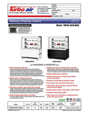 Turbo Air TBP48-54FN-B 47-1/4" Straight Glass Refrigerated Bakery Display Case, 3 Levels, Black Exterior, 115v - Donut-Equipment.com