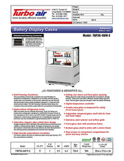 Turbo Air TBP36-46FN-S 35 3/8" Straight Glass Refrigerated Bakery Display Case, 2 Levels, Stainless Steel, 115v - Donut-Equipment.com
