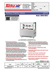 Turbo Air TBP60-54FN-S 59" Refrigerated Bakery Display Case w/ Straight Glass - (3) Levels, 115v, Stainless Steel - Donut-Equipment.com