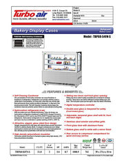 Turbo Air TBP48-54FN-S 47-1/2" Refrigerated Bakery Display Case w/ Straight Glass - (3) Levels, 115v, Stainless Steel - Donut-Equipment.com