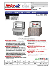 Turbo Air TBP-36-46FDN 38-1/8" Refrigerated Bakery Display Case w/ Straight Glass - (2) Levels, 115v, Stainless Steel - Donut-Equipment.com