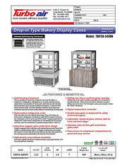 Turbo Air TBP36-54FDN 38-1/8" Refrigerated Bakery Display Case w/ Straight Glass - (3) Levels, 115v, Stainless Steel - Donut-Equipment.com