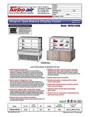 Turbo Air TBP60-54FDN 61-3/4" Refrigerated Bakery Display Case w/ Straight Glass - (3) Levels, 115v, Stainless Steel - Donut-Equipment.com