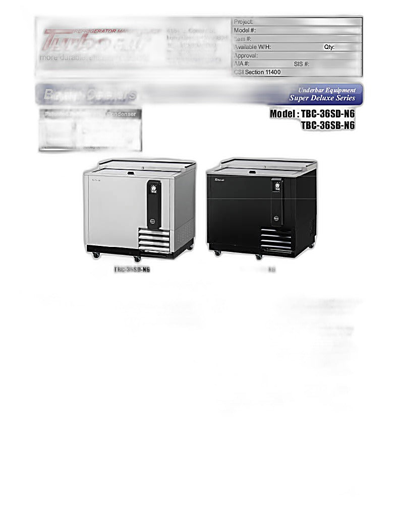 Turbo Air TBC-36SB-N6 36" Super Deluxe Black Exterior Bottle Cooler - Donut-Equipment.com