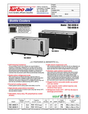 Turbo Air TBC-80SD-N 80 1/2" Forced Air Bottle Cooler - Holds (739) 12 oz Bottles, Stainless, 115v - Donut-Equipment.com
