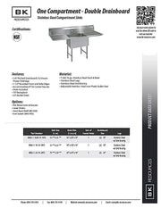 BK Resources Stainless Steel 1 Compartment Sink w/ 10" Riser & Dual Drainboards – 24"L x 24"W x 14"D Bowl - Donut-Equipment.com