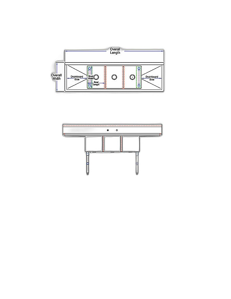 BK Resources Stainless Steel 3 Compartment Sink w/ 10" Riser & Drainboards – 24"L x 18"W x 14"D Bowls - Donut-Equipment.com