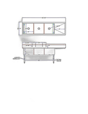 BK Resources Stainless Steel 3 Compartment Sink w/ 10" Riser & Left Drainboard – 24"L x 18"W x 14"D Bowls - Donut-Equipment.com