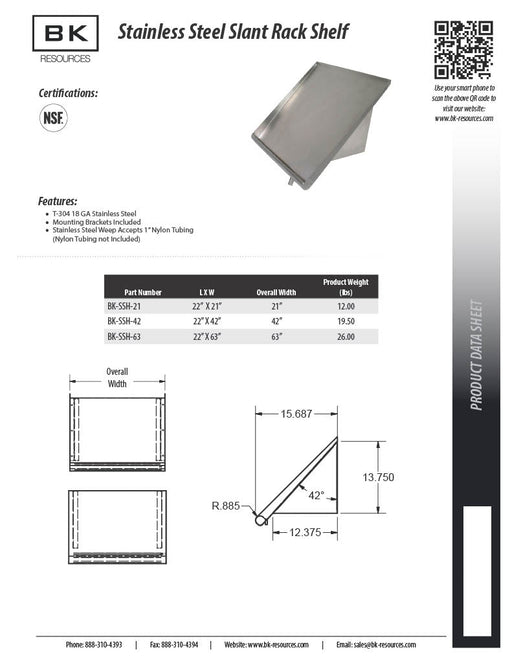 BK Resources 48" Left-Side Rinse Table Kit, 16-Gauge Stainless Steel - Donut-Equipment.com