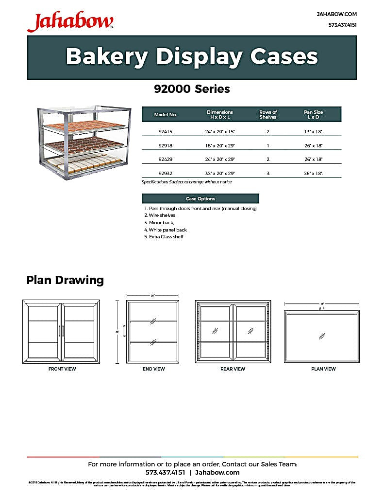 Jahabow 9200 Series 15"L x 20"D x 24"H Countertop Bakery Display Case – Aluminum, Tempered Glass, w/ 2 Shelves, Non-Refrigerated - Bakery Wholesalers