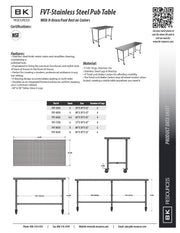 BK Resources 30" x 30" 16 Gauge Stainless Steel Pub Table with H-Brace & Foot Rest – Heavy-Duty • Mobile on Casters - Donut-Equipment.com