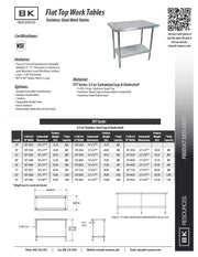 BK Resources 24" x 24" 18 Gauge Stainless Steel Work Table with Undershelf – Prep Table - Donut-Equipment.com