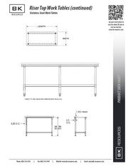 BK Resources 36" x 24" 18 Gauge Stainless Steel Work Table with Undershelf & 1.5" Riser – Prep Table - Donut-Equipment.com