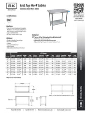 BK Resources 72" x 24" 18 Gauge Stainless Steel Work Table with Galvanized Undershelf – Prep Table - Donut-Equipment.com