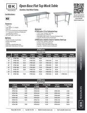 BK Resources 36" x 24" 18 Gauge Stainless Steel Work Table with Open Base – Prep Table - Donut-Equipment.com