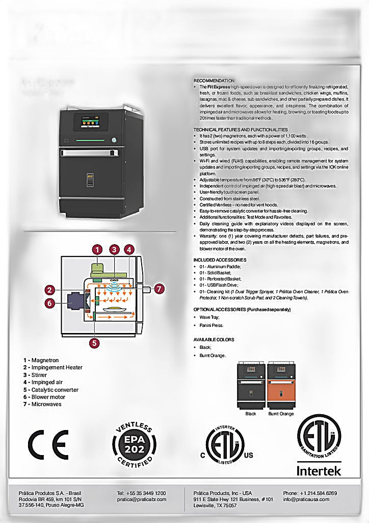 Prática Fit Express Ventless High-Speed Commercial Rapid Cook Oven - Donut-Equipment.com