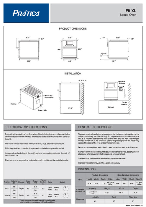 Prática FIT XL Ventless High-Speed Commercial Rapid Cook Oven, Countertop Design - Donut-Equipment.com