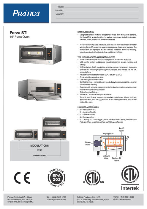 Prática FORZA STI Double-Stacked Ventless High-Speed Commercial Rapid Cook Oven, Countertop Design - Donut-Equipment.com