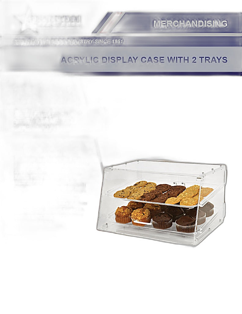 Omcan Acrylic Display Case with 2 Trays – Clear Countertop Bakery & Pastry Display Case
