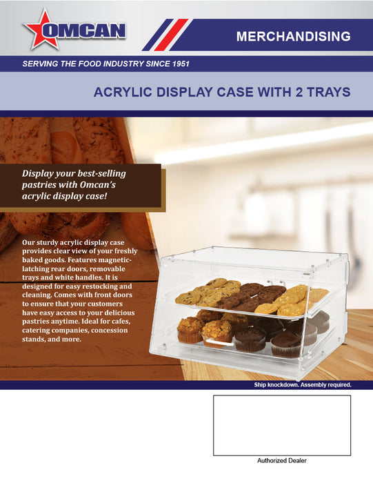 Omcan Acrylic Display Case with 2 Trays – Clear Countertop Bakery & Pastry Display Case