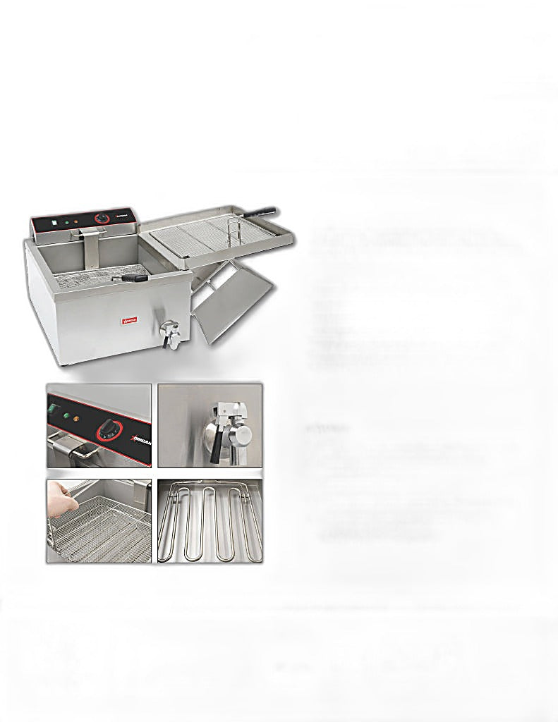 Omcan 25 lb (3 Gal) Oil Capacity Countertop Donut & Funnel Cake Electric Fryer – 1700W, 120V Commercial Fryer for Bakeries, Concession Stands & Foodservice Kitchens