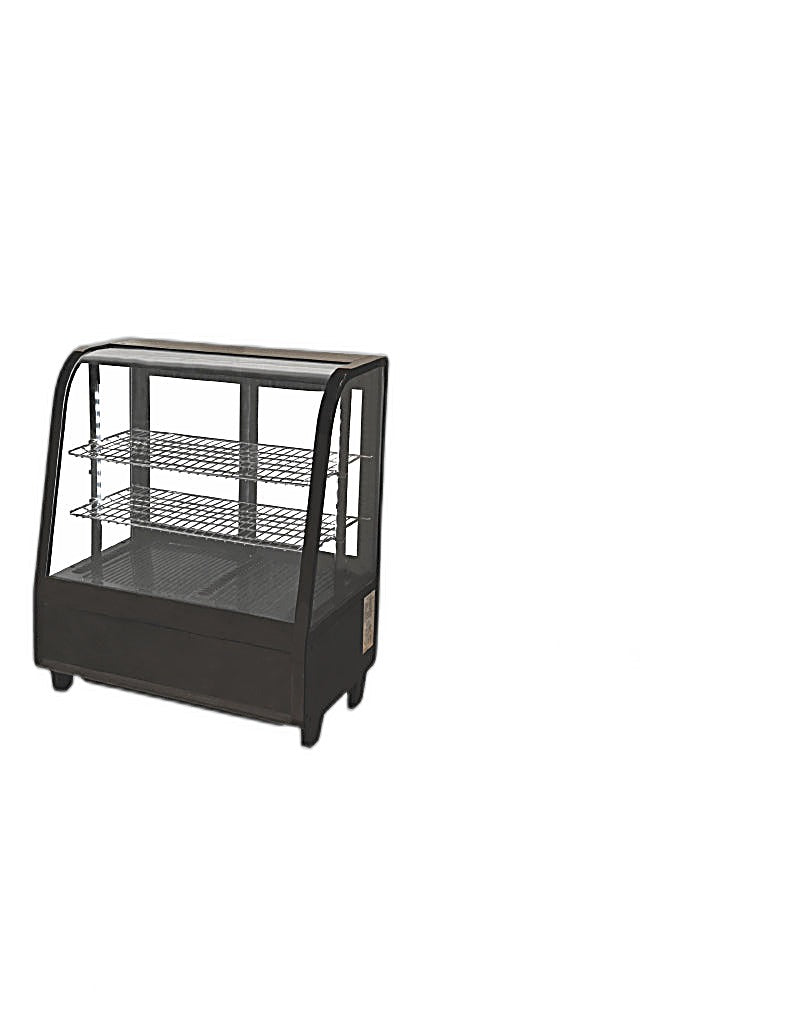 Omcan 27″ Countertop Refrigerated Display Case – 3.5 Cu. Ft. (100L), Two-Shelf Black Bakery & Merchandising Display Cooler