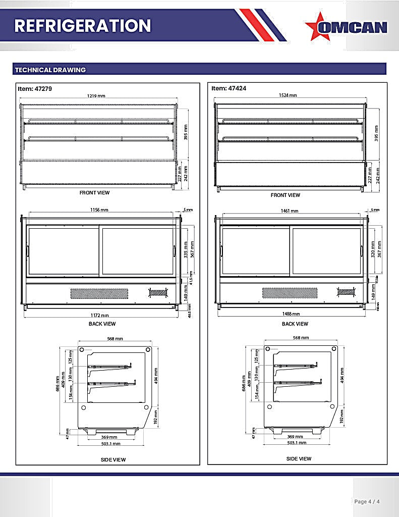 Omcan 35″ Square Glass Countertop Refrigerated Display Showcase – 5.65 Cu. Ft. (160L), Two-Shelf Stainless Steel Bakery & Merchandising Display Cooler