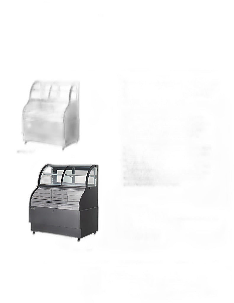 Omcan 48″ Open Refrigerated Floor Display Case – 16.53 Cu. Ft. (468L), One-Shelf Black Dual-Service Merchandising Display Cooler
