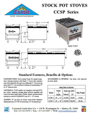 Comstock-Castle CCSP-1 18" Gas Stock Pot Range, 1 Double Burner, Cabinet Base, 110,000 BTU, Stainless Steel Front - Bakery Wholesalers