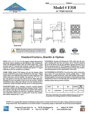 Comstock-Castle F318 24" Gas Restaurant Range, 4 Open Burners, Single Standard Oven, Stainless Steel Front, 132,000 BTU - Bakery Wholesalers