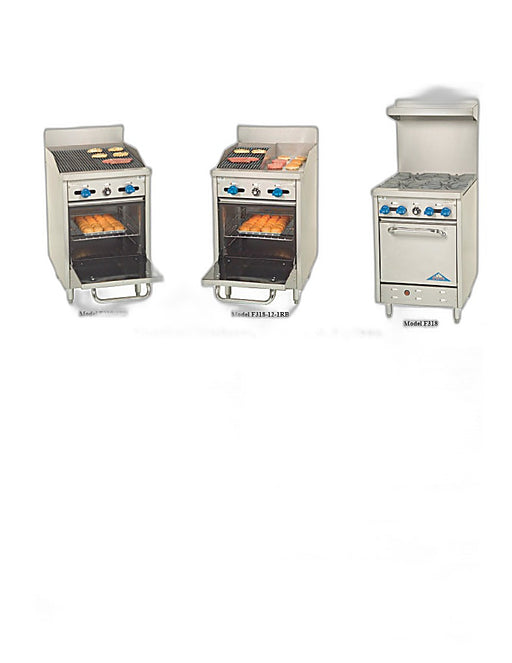 Comstock-Castle F318-24 24" Gas Restaurant Range, 24" Griddle, Single Standard Oven, Stainless Steel Front, 65,000 BTU - Bakery Wholesalers