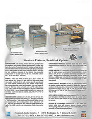 Comstock-Castle F3218-24B 48" Gas Restaurant Range, 4 Open Burners, 24" Charbroiler, 2 Standard Ovens, Stainless Steel Front, 204,000 BTU - Bakery Wholesalers