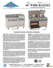 Comstock-Castle F3226-3RB 60" Gas Restaurant Range, 4 Open Burners, 36" Radiant Broiler, 2 Standard Ovens, Stainless Steel Front, 183,000 BTU - Bakery Wholesalers