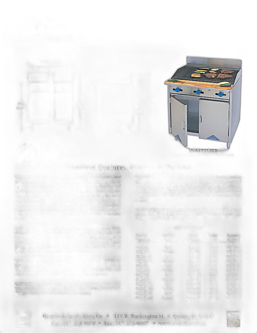 Comstock-Castle F32-2LB 24" Gas Restaurant Range, 2-Burner Broiler, Cabinet Base, Stainless Steel Front, 50,000 BTU - Bakery Wholesalers