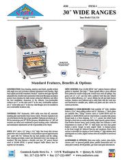 Comstock-Castle F326-2.5RB 30" Gas Restaurant Range, 30" Radiant Broiler, Single Standard Oven, Stainless Steel Front, 110,000 BTU - Bakery Wholesalers