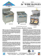 Comstock-Castle F33-3LB 36" Gas Restaurant Range, 36" Radiant Broiler, Cabinet Base, Stainless Steel Front, 93,000 BTU - Bakery Wholesalers